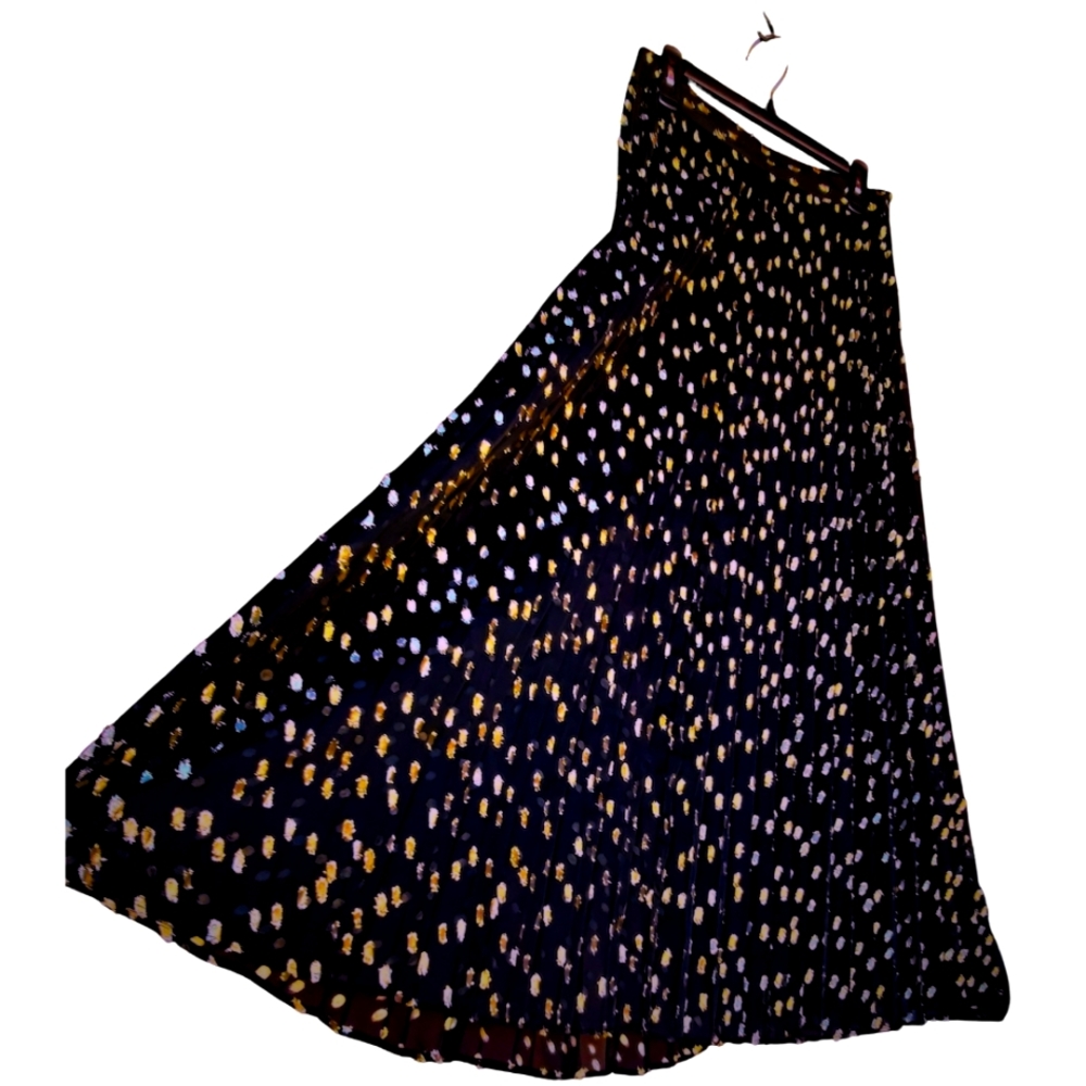 Chico's NWT Clip Dot Maxi Pleated Skirt-size 0.5